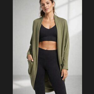 Athleta Cocoon Wrap Cardigan 2XS XXS XS Olive Green Ethereal Dolman Sleeve Modal